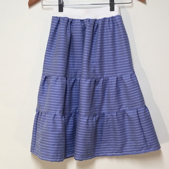 Skirt Girls 4/5 100%‎ Cotton Maxi Blue Stripe Ruffle Tier Mom and Pop's Kids - Picture 5 of 10